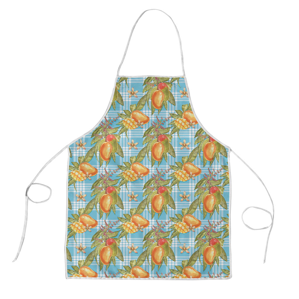 Vintage Hawaii Mango Apron Blue Hawaiian Palaka