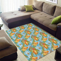 Vintage Hawaii Mango Area Rug Blue Hawaiian Palaka