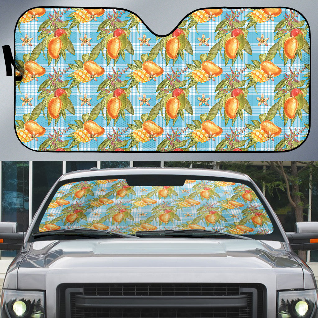Vintage Hawaii Mango Auto Sun Shade Blue Hawaiian Palaka