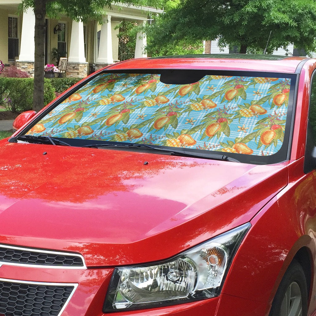 Vintage Hawaii Mango Auto Sun Shade Blue Hawaiian Palaka
