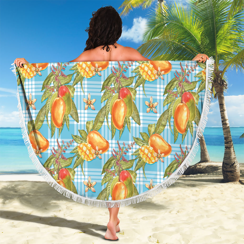 Vintage Hawaii Mango Beach Blanket Blue Hawaiian Palaka