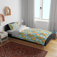 Vintage Hawaii Mango Bedding Set Blue Hawaiian Palaka