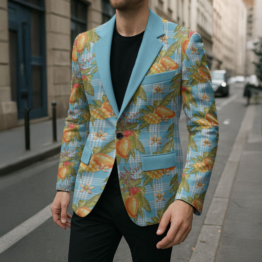 Vintage Hawaii Mango Blazer Blue Hawaiian Palaka