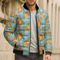 Vintage Hawaii Mango Bomber Puffer Jacket Blue Hawaiian Palaka