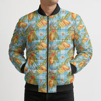 Vintage Hawaii Mango Bomber Puffer Jacket Blue Hawaiian Palaka