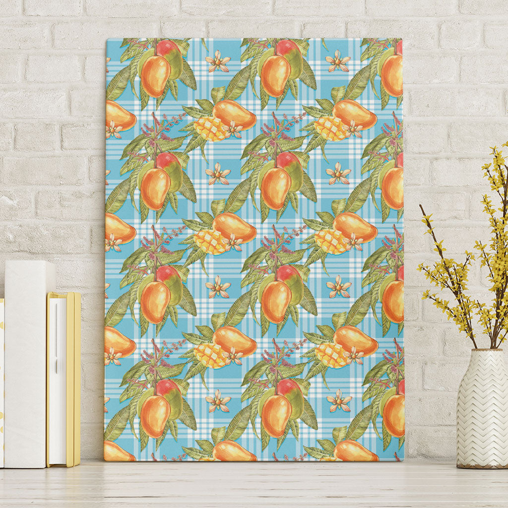 Vintage Hawaii Mango Canvas Wall Art Blue Hawaiian Palaka