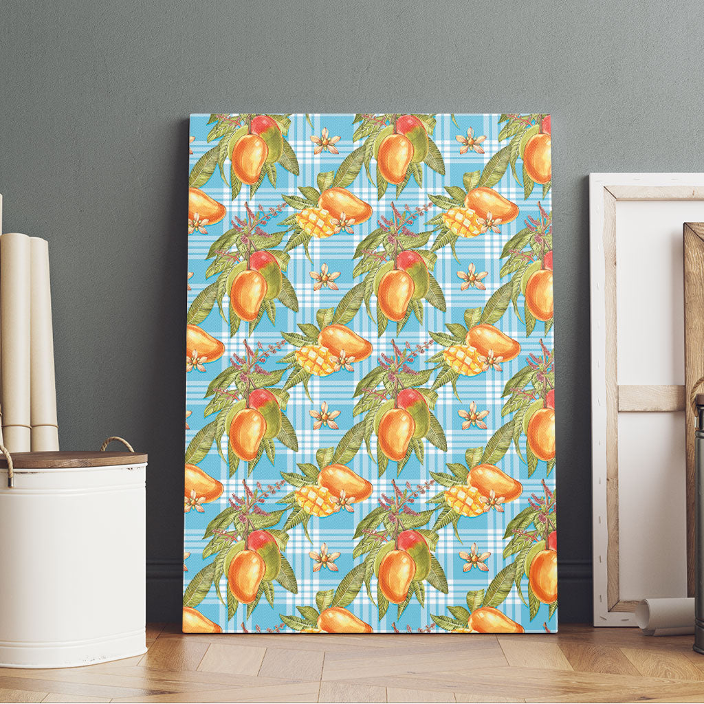 Vintage Hawaii Mango Canvas Wall Art Blue Hawaiian Palaka
