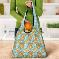 Vintage Hawaii Mango Grocery Bag Blue Hawaiian Palaka