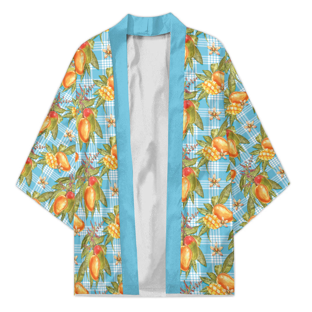 Vintage Hawaii Mango Kimono Blue Hawaiian Palaka