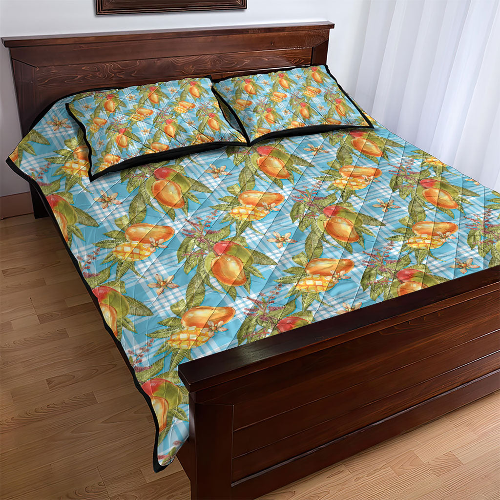 Vintage Hawaii Mango Quilt Bed Set Blue Hawaiian Palaka