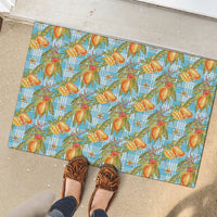 Vintage Hawaii Mango Rubber Doormat Blue Hawaiian Palaka