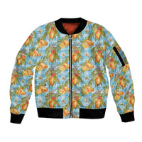 Vintage Hawaii Mango Sleeve Zip Bomber Jacket Blue Hawaiian Palaka