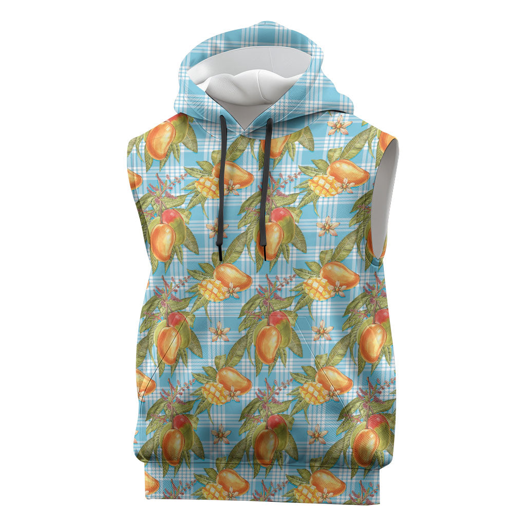 Vintage Hawaii Mango Sleeveless Hoodie Blue Hawaiian Palaka