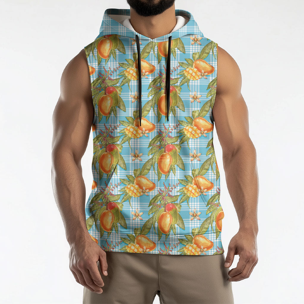 Vintage Hawaii Mango Sleeveless Hoodie Blue Hawaiian Palaka