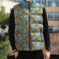 Vintage Hawaii Mango Sleeveless Puffer Jacket Blue Hawaiian Palaka