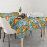 Vintage Hawaii Mango Tablecloth Blue Hawaiian Palaka