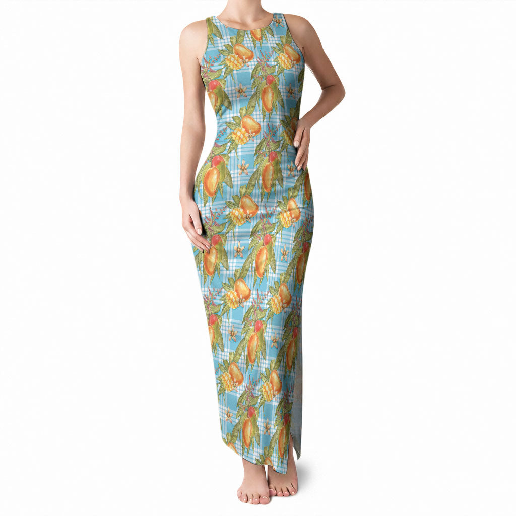 Vintage Hawaii Mango Tank Maxi Dress Blue Hawaiian Palaka