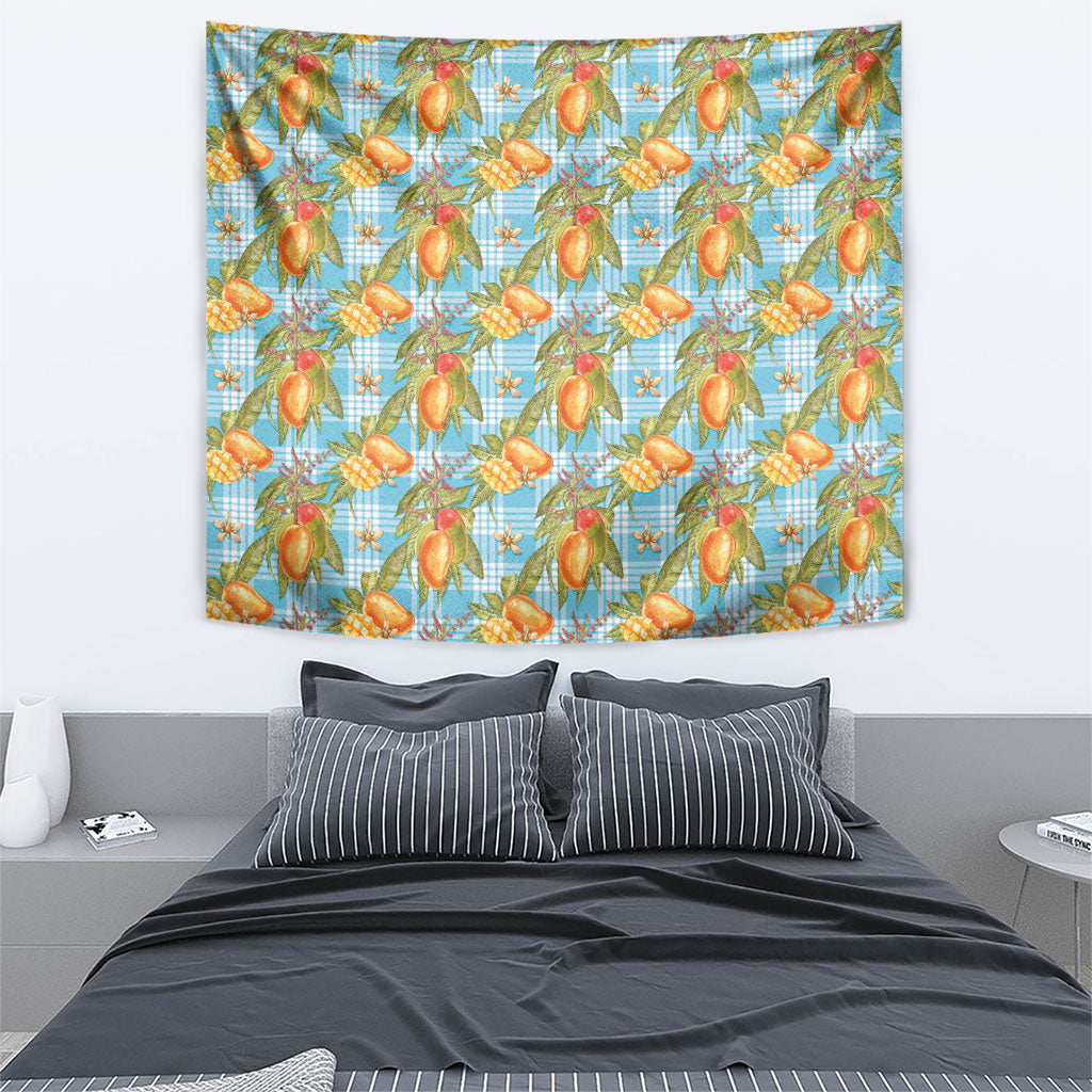 Vintage Hawaii Mango Tapestry Blue Hawaiian Palaka