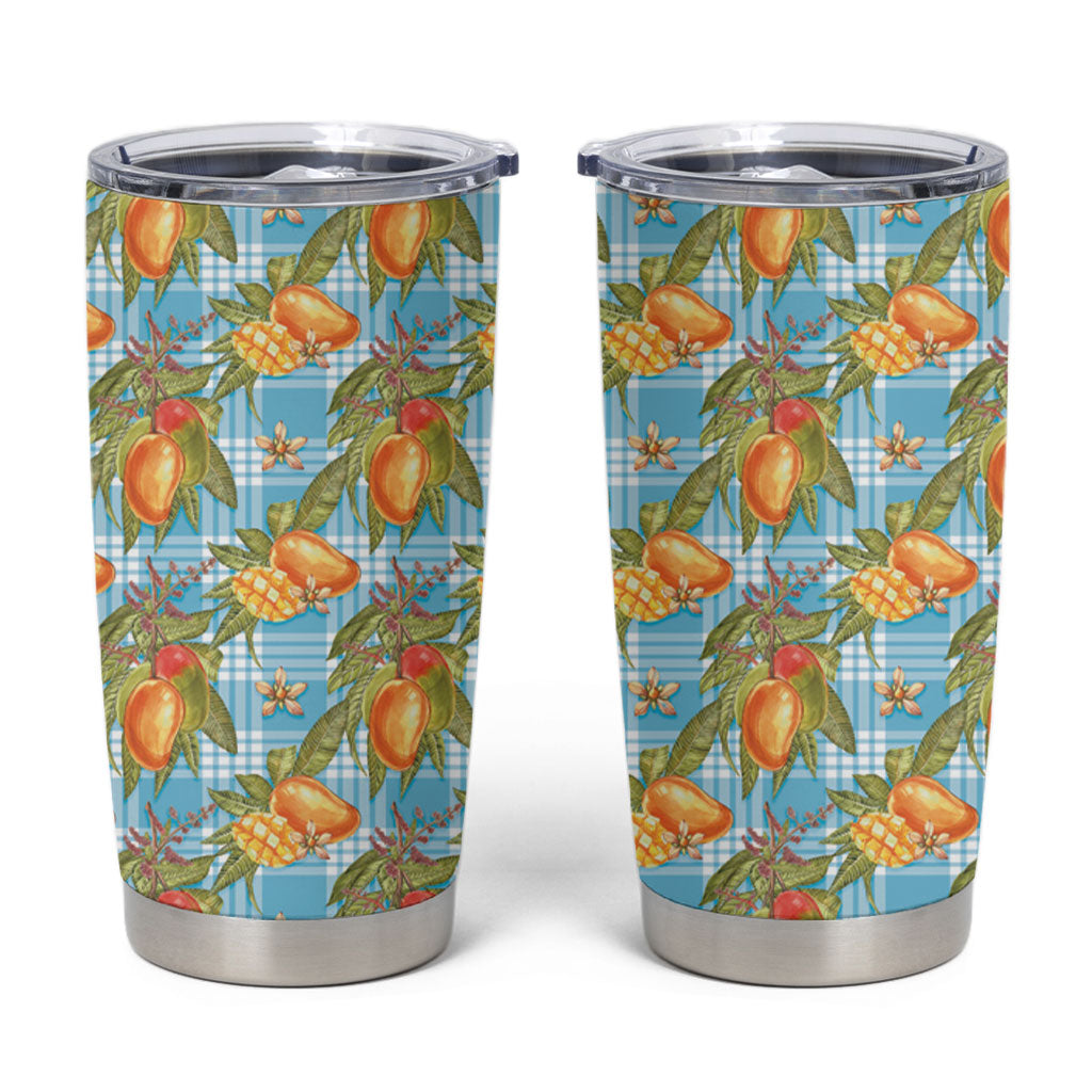 Vintage Hawaii Mango Tumbler Cup Blue Hawaiian Palaka