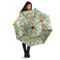 Vintage Hawaii Mango Umbrella Blue Hawaiian Palaka