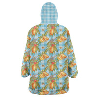 Vintage Hawaii Mango Wearable Blanket Hoodie Blue Hawaiian Palaka