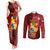 Personalized Tonga Couples Matching Tank Maxi Dress and Long Sleeve Button Shirts Coat Of Arms Tongatapu With Ngatu Pattern LT05 Red - Polynesian Pride