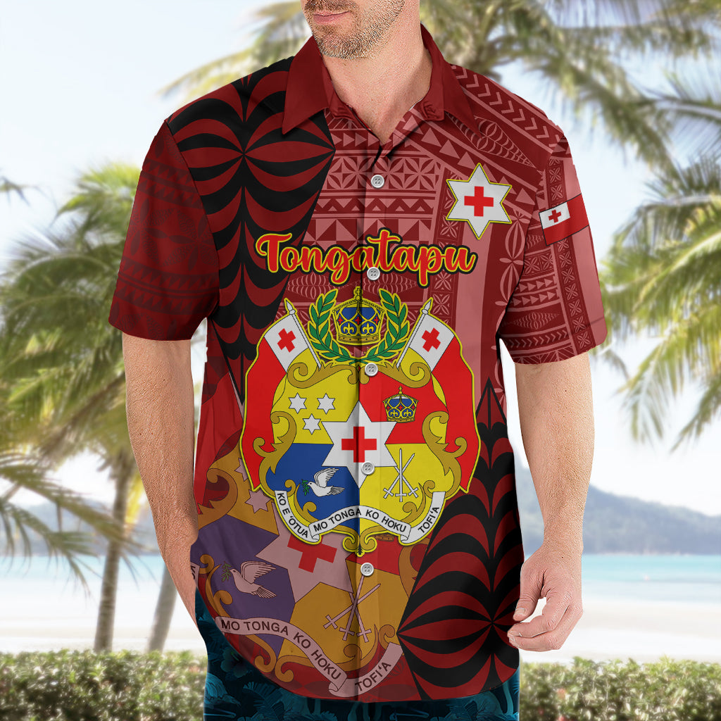 Personalized Tonga Hawaiian Shirt Coat Of Arms Tongatapu With Ngatu Pattern LT05 - Polynesian Pride