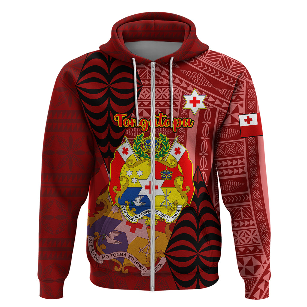 Personalized Tonga Hoodie Coat Of Arms Tongatapu With Ngatu Pattern LT05 - Polynesian Pride