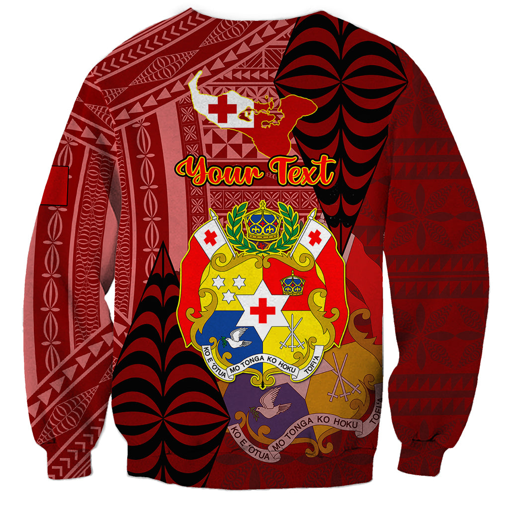 Personalized Tonga Sweatshirt Coat Of Arms Tongatapu With Ngatu Pattern LT05 - Polynesian Pride
