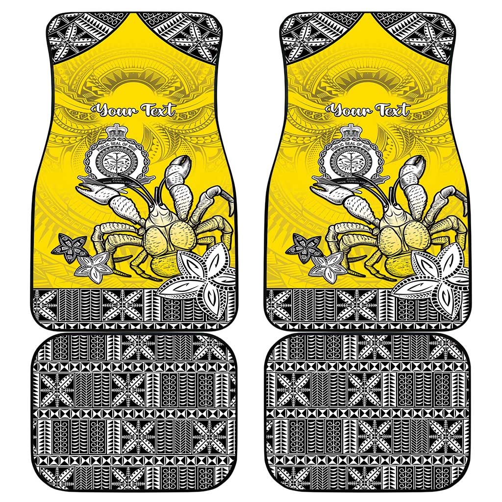Happy Niue Constitution Day Car Mats Niuean Crab Hiapo Pattern Yellow Version