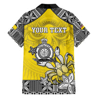 Personalised Happy Niue Constitution Day Family Matching Tank Maxi Dress and Hawaiian Shirt Niuean Crab Hiapo Pattern Yellow Version