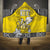 Happy Niue Constitution Day Hooded Blanket Niuean Crab Hiapo Pattern Yellow Version