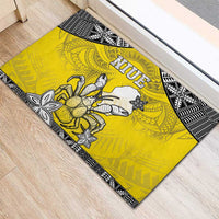 Happy Niue Constitution Day Rubber Doormat Niuean Crab Hiapo Pattern Yellow Version
