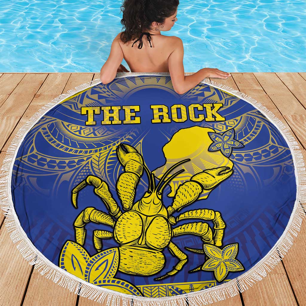 Niue The Rock Beach Blanket Niuean Crab Hiapo Pattern Blue Version