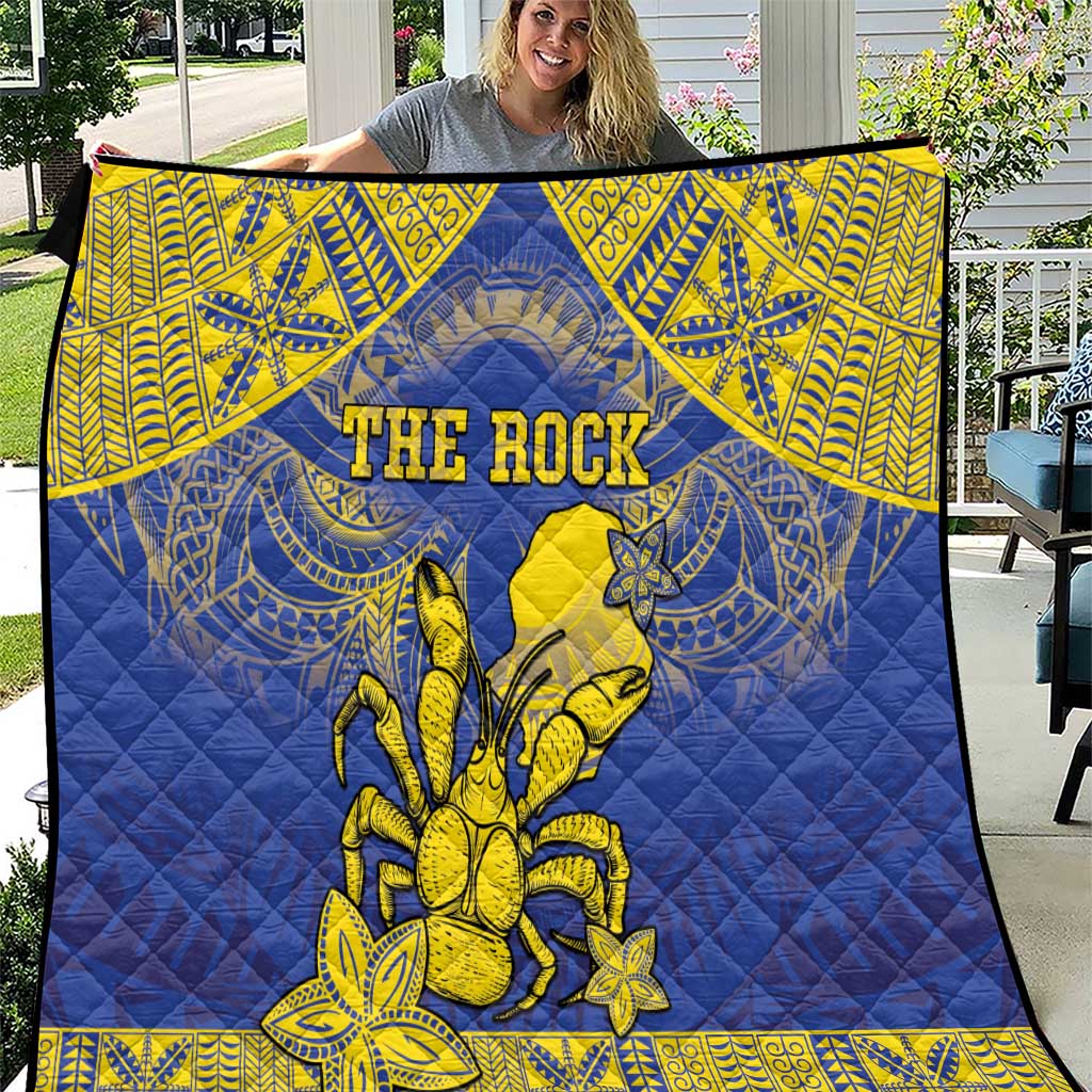 Niue The Rock Quilt Niuean Crab Hiapo Pattern Blue Version LT05 Blue - Polynesian Pride