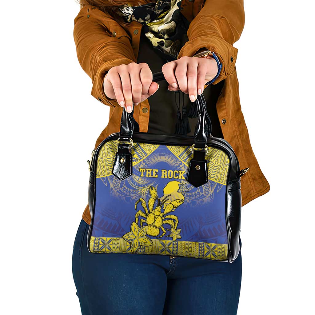 Niue The Rock Shoulder Handbag Niuean Crab Hiapo Pattern Blue Version LT05 One Size Blue - Polynesian Pride