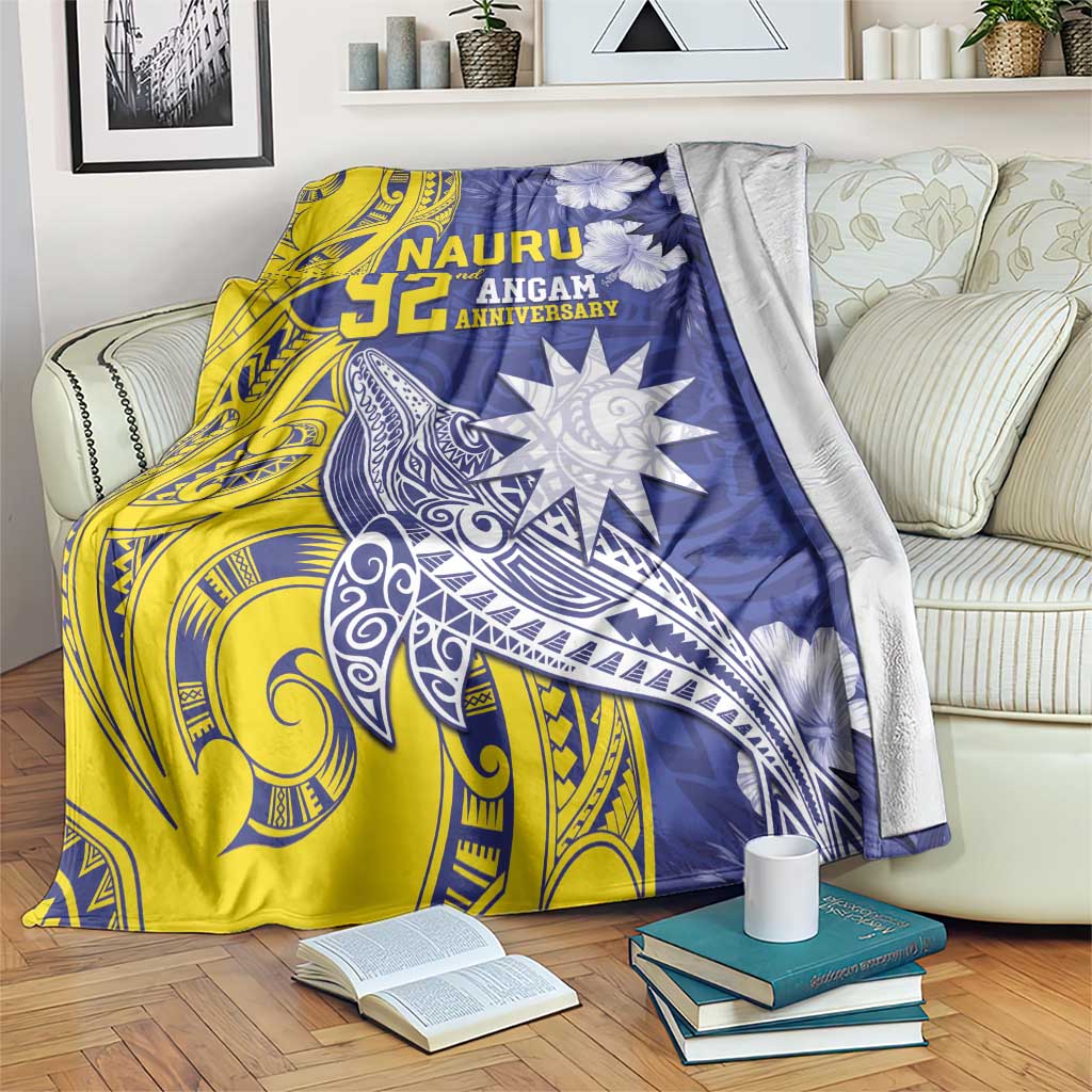 Nauru 92nd Anniversary Of Angam Blanket Polynesian Whale Pattern LT05 Blue - Polynesian Pride