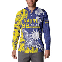 Personalised Nauru 92nd Anniversary Of Angam Button Sweatshirt Polynesian Whale Pattern