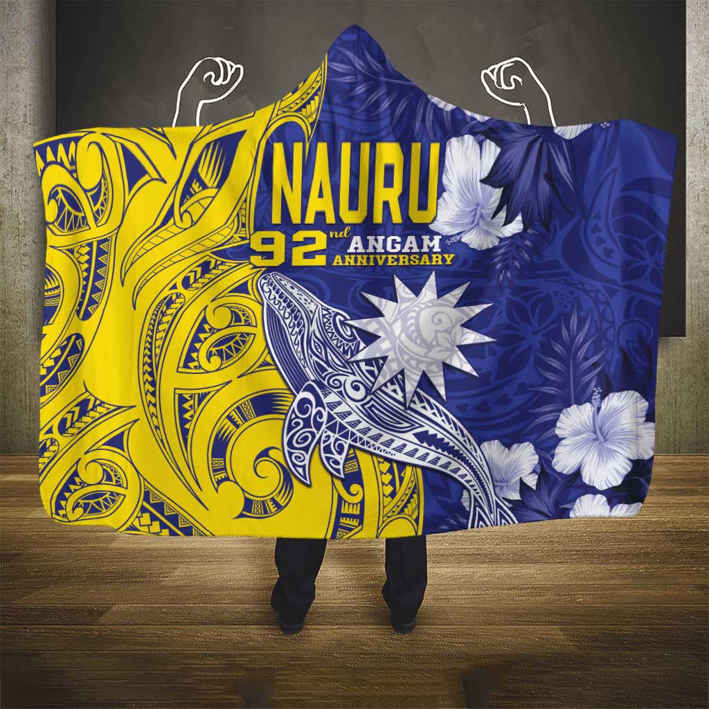 Nauru 92nd Anniversary Of Angam Hooded Blanket Polynesian Whale Pattern LT05 - Polynesian Pride
