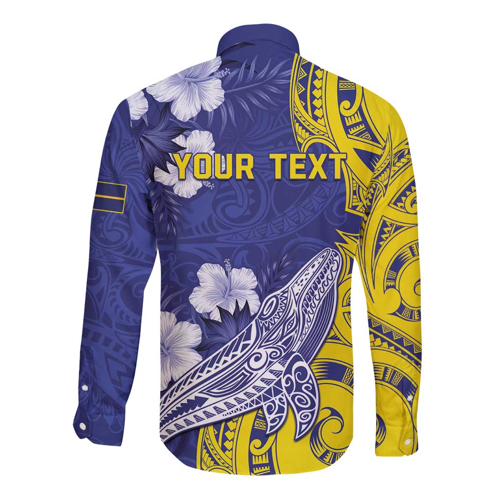 Personalised Nauru 92nd Anniversary Of Angam Long Sleeve Button Shirt Polynesian Whale Pattern LT05 - Polynesian Pride