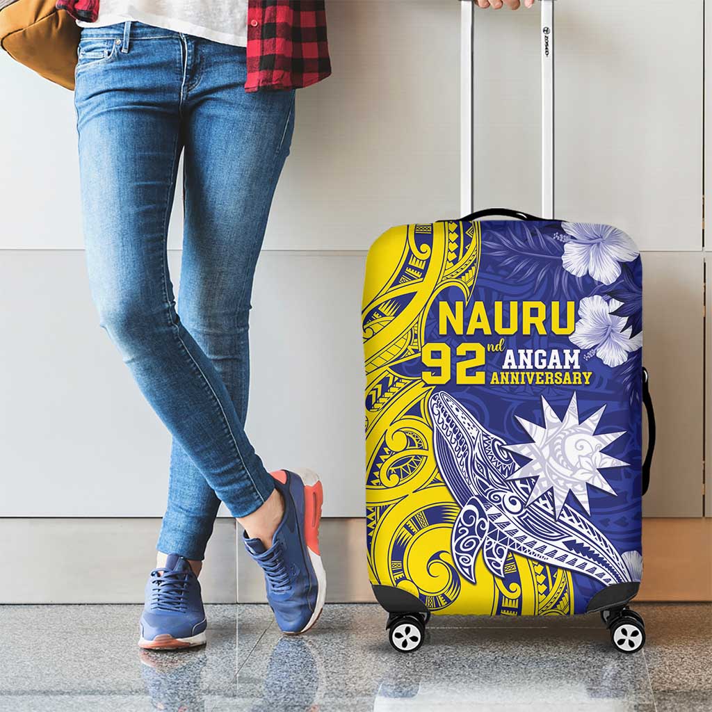 Nauru 92nd Anniversary Of Angam Luggage Cover Polynesian Whale Pattern LT05 - Polynesian Pride