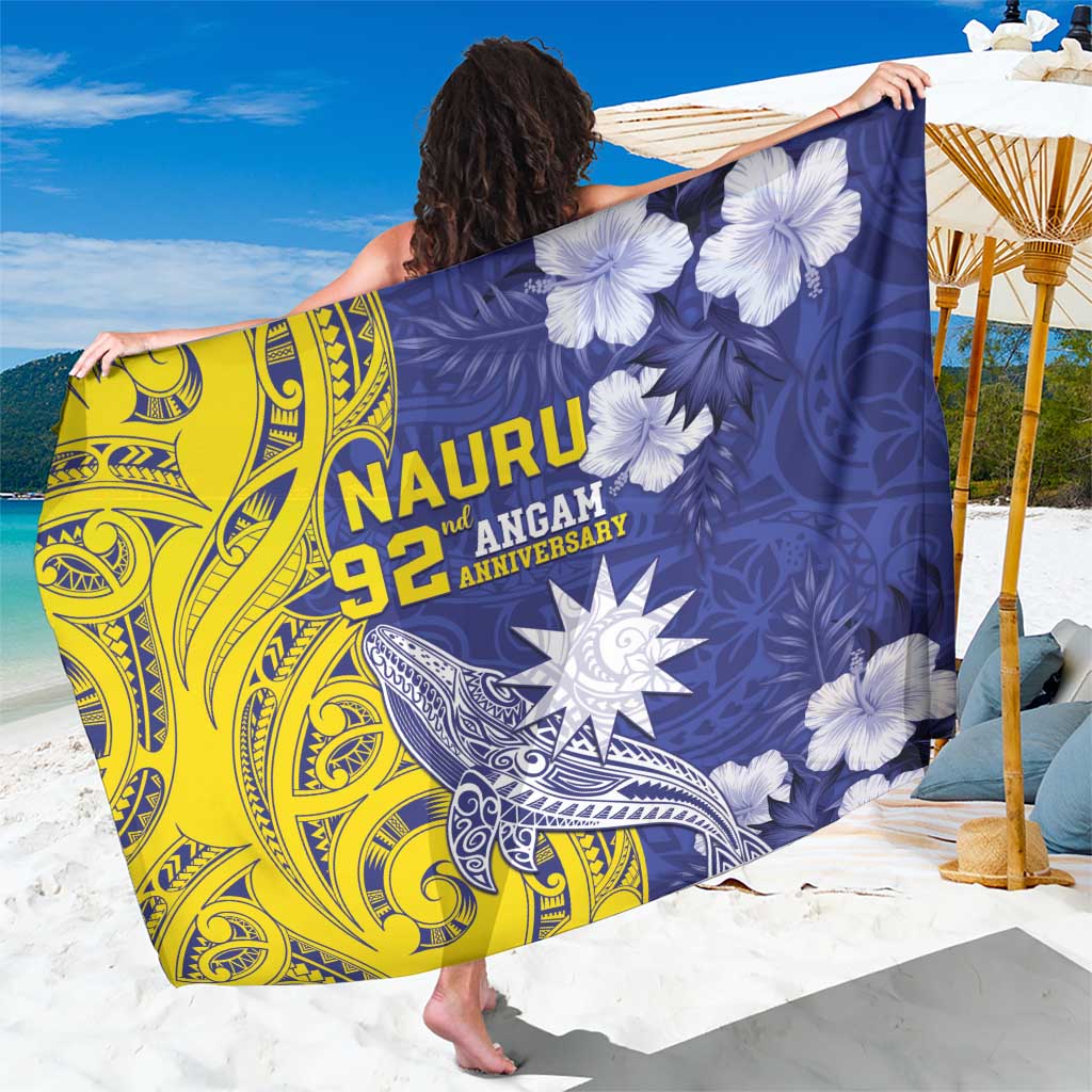 Nauru 92nd Anniversary Of Angam Sarong Polynesian Whale Pattern LT05 One Size 44 x 66 inches Blue - Polynesian Pride