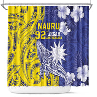 Nauru 92nd Anniversary Of Angam Shower Curtain Polynesian Whale Pattern LT05 Blue - Polynesian Pride