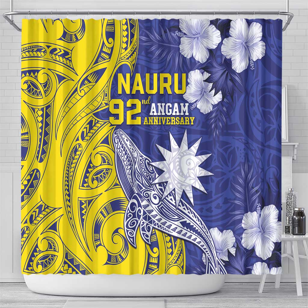Nauru 92nd Anniversary Of Angam Shower Curtain Polynesian Whale Pattern LT05 - Polynesian Pride