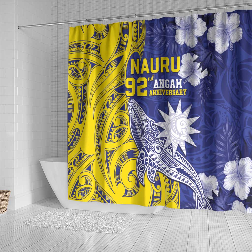 Nauru 92nd Anniversary Of Angam Shower Curtain Polynesian Whale Pattern LT05 - Polynesian Pride