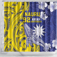 Nauru 92nd Anniversary Of Angam Shower Curtain Polynesian Whale Pattern LT05 - Polynesian Pride