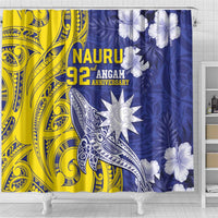 Nauru 92nd Anniversary Of Angam Shower Curtain Polynesian Whale Pattern LT05 - Polynesian Pride