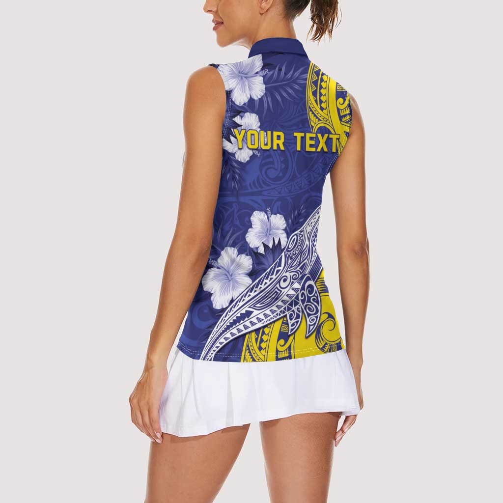 Personalised Nauru 92nd Anniversary Of Angam Women Sleeveless Polo Shirt Polynesian Whale Pattern LT05 - Polynesian Pride