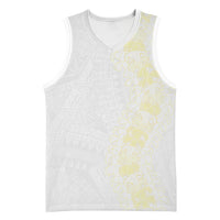 Niue White Sunday Basketball Jersey Niuean Hiapo With Puakenikeni Lei