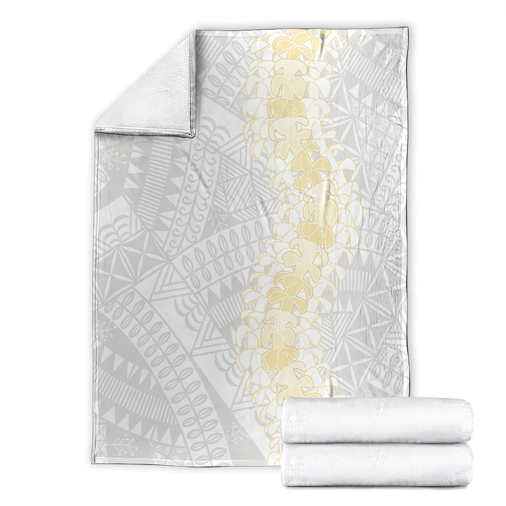Niue White Sunday Blanket Niuean Hiapo With Puakenikeni Lei